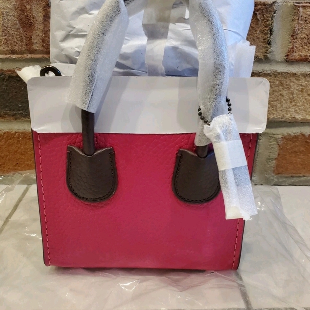 Pink Leather Tote Bag